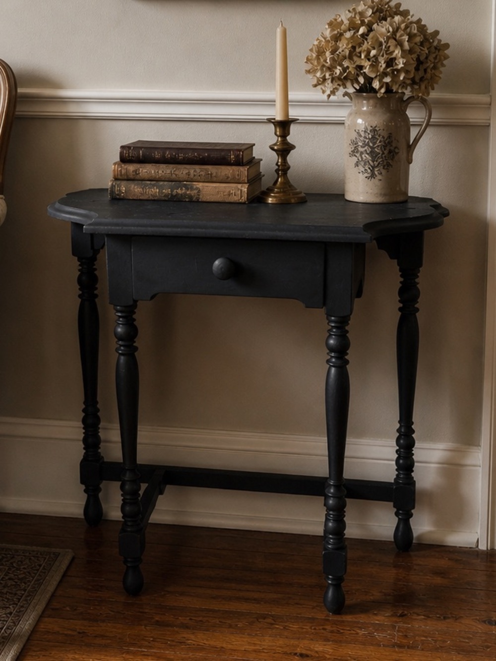 Black Vintage Accent Side Table -